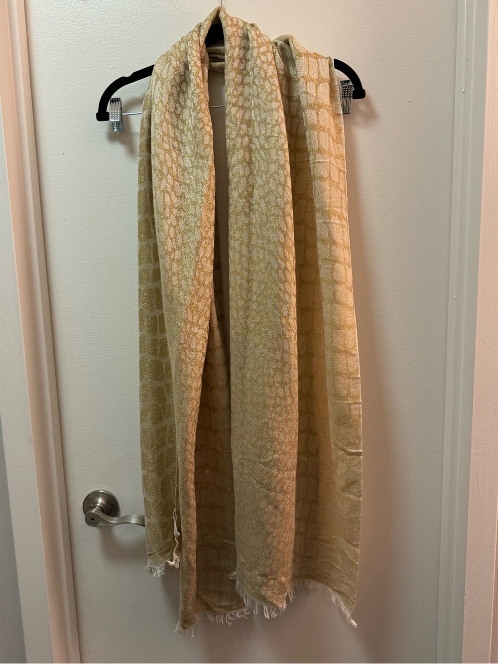 EUC Caché Gold Metallic Scarf | Shimmer Evening Wrap | Statement Accessory